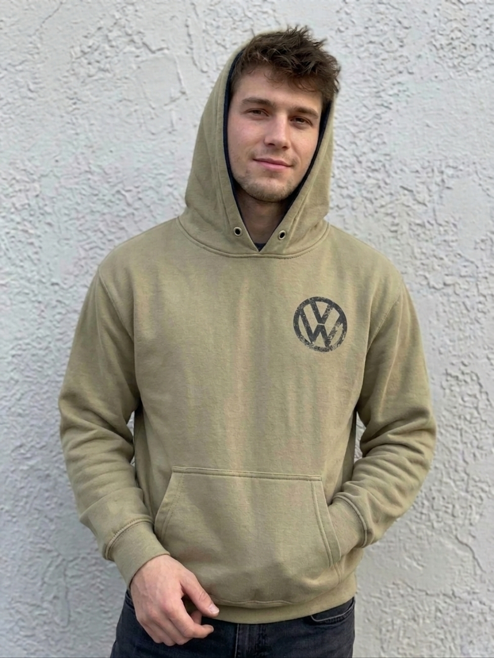 EUC Volkswagen "VW Rabbit🐇Extreme Racing🏁Equipment Hoodie" Greenish-Tan Medium